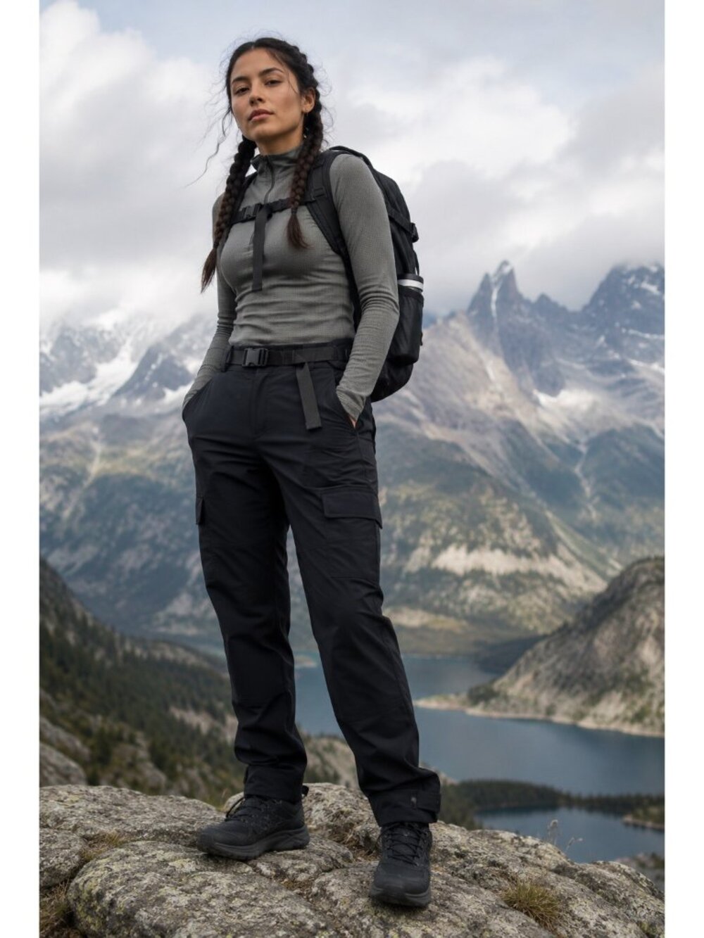 Alder Take A Hike Cargo Pants Large Black Outdoor Hiking Utility Belted Stretch